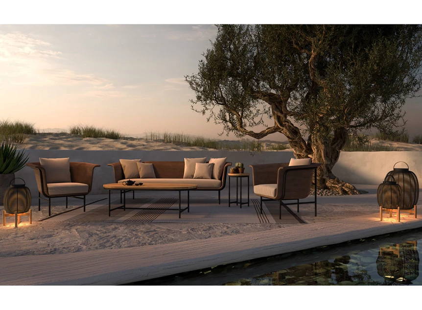 GI102 tika teak base 2700 kelvin 500 lumen outdoor small lantern vincent sheppard LED onbehandelde teak