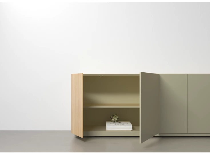 Open Lage dressoir Capri Riva 1050 matte lak olijf eik hout Coesel