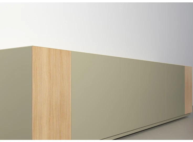 Zijkant Lage dressoir Capri Riva 1050 matte lak olijf eik hout Coesel