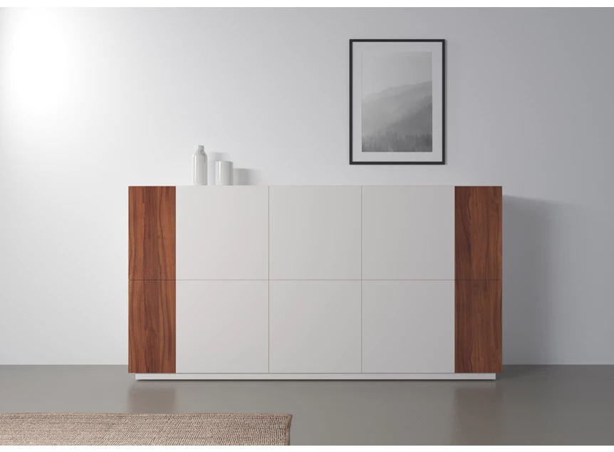 Sfeerfoto Barkast Capri Riva 966 matte lak wit noten hout Coesel