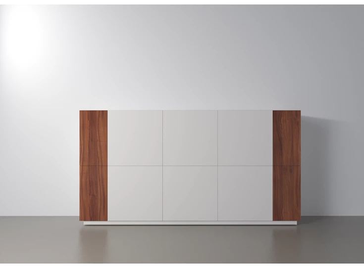 Barkast Capri Riva 966 matte lak wit noten hout Coesel