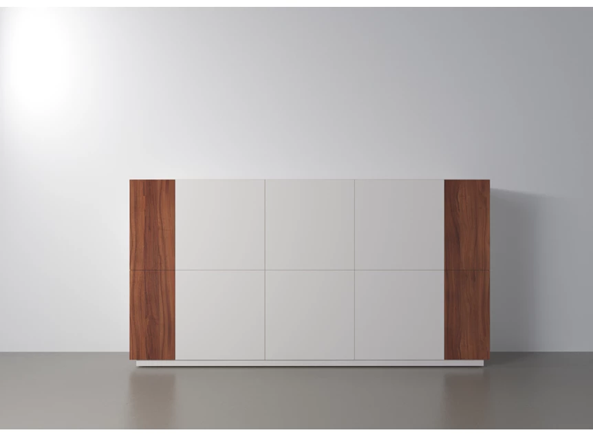 Barkast Capri Riva 966 matte lak wit noten hout Coesel