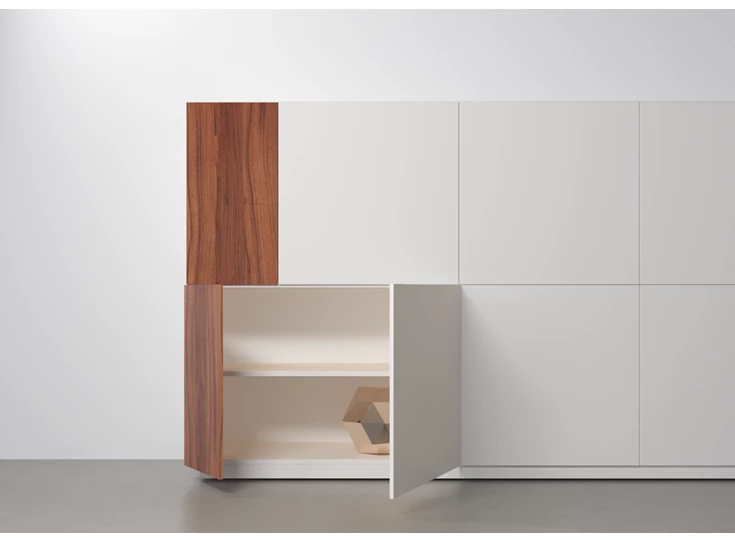 Open Barkast Capri Riva 966 matte lak wit noten hout Coesel