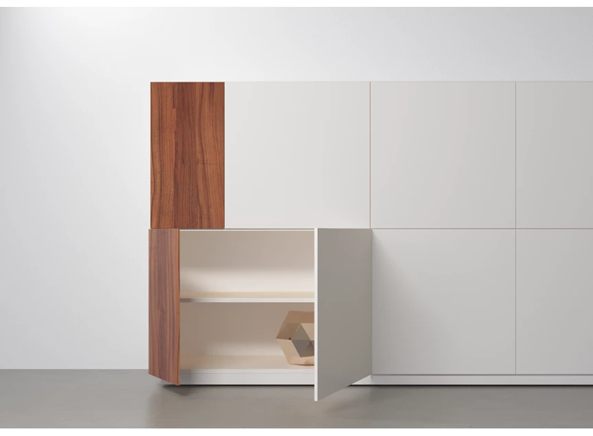 Open Barkast Capri Riva 966 matte lak wit noten hout Coesel