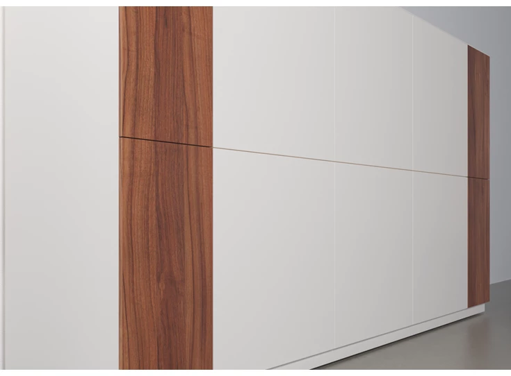 Zijkant Barkast Capri Riva 966 matte lak wit noten hout Coesel