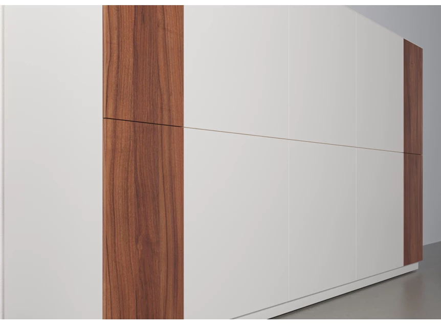 Zijkant Barkast Capri Riva 966 matte lak wit noten hout Coesel