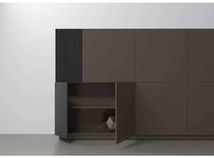 Open Barkast Capri Riva 966 matte lak carbon eik zwart hout Coesel