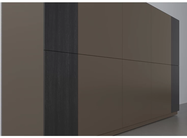 Zijkant Barkast Capri Riva 966 matte lak carbon eik zwart hout Coesel