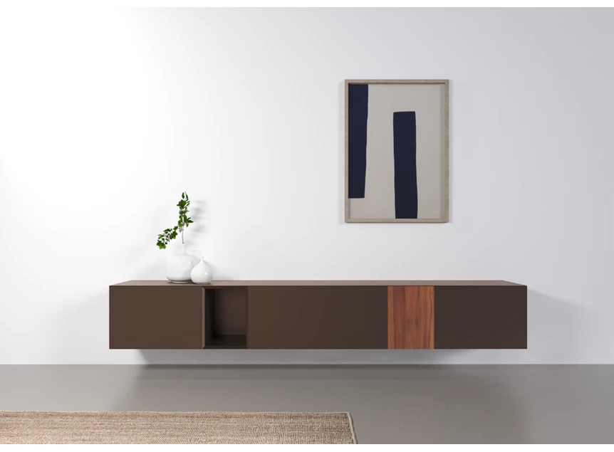 Sfeerfoto Tv-kast Capri Riva 956 matte lak dark taupe noten hout Coesel