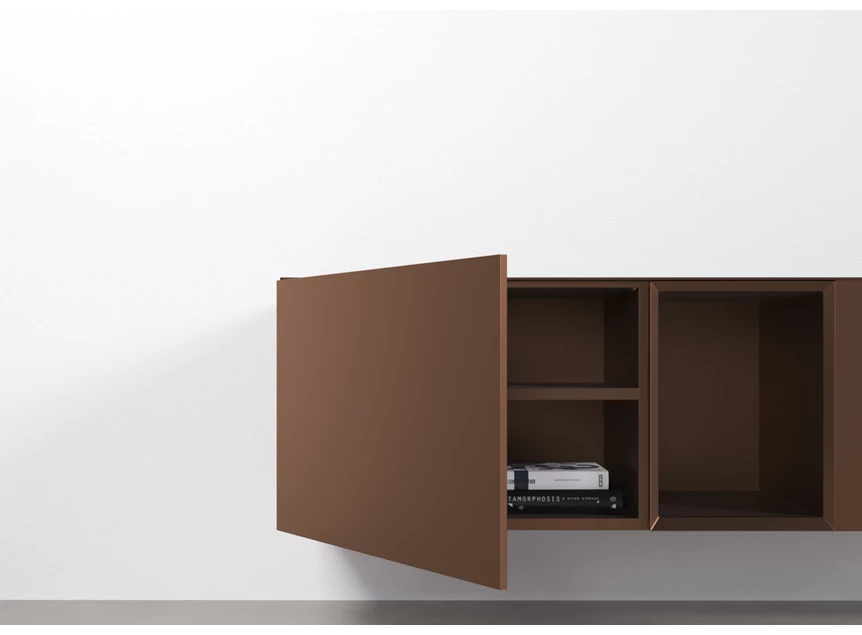 Open Tv-kast Capri Riva 956 matte lak dark taupe noten hout Coesel