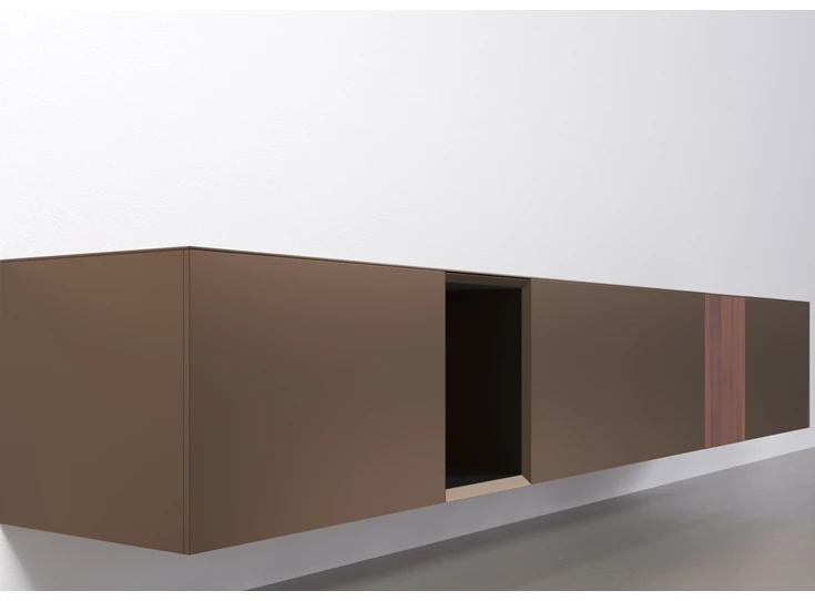 Zijkant Tv-kast Capri Riva 956 matte lak dark taupe noten hout Coesel