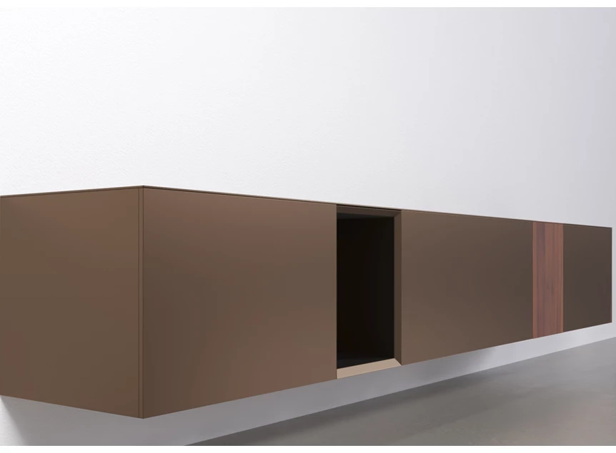 Zijkant Tv-kast Capri Riva 956 matte lak dark taupe noten hout Coesel