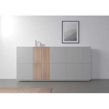 Sfeerfoto Barkast Capri Riva 840 matte lak lichtgrijs eik hout Coesel