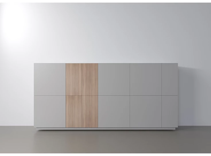 Barkast Capri Riva 840 matte lak lichtgrijs eik hout Coesel