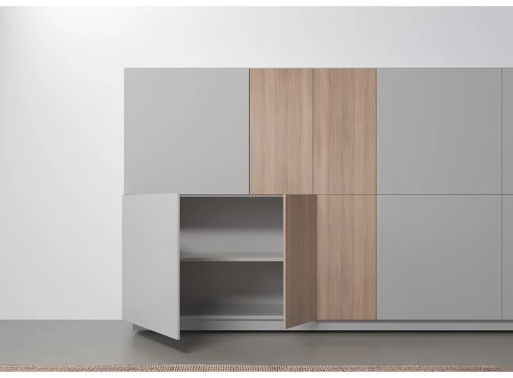 Open Barkast Capri Riva 840 matte lak lichtgrijs eik hout Coesel