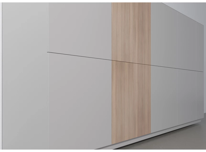 Zijkant Barkast Capri Riva 840 matte lak lichtgrijs eik hout Coesel