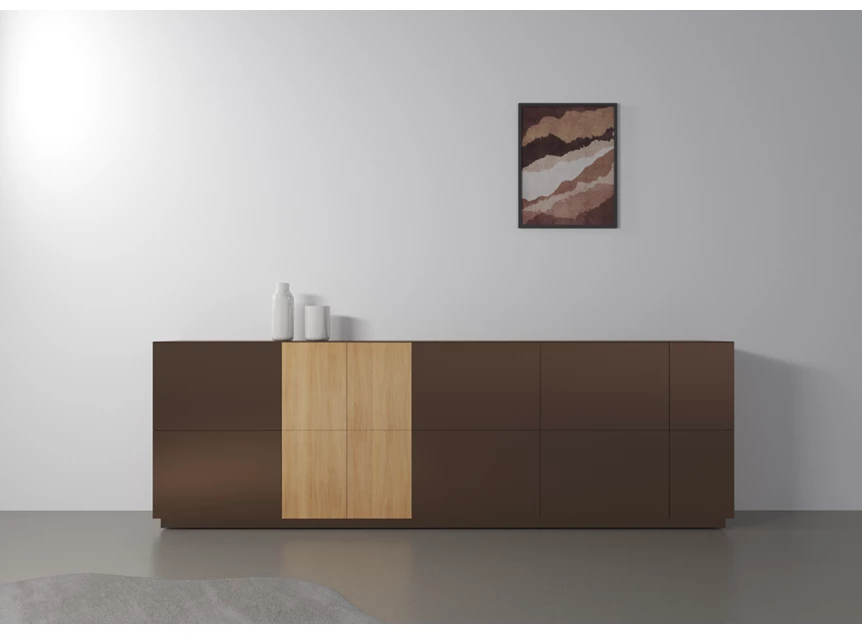 Sfeerfoto Dressoir Capri Riva 810 matte lak dark taupe eik hout Coesel