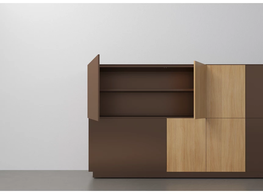 Open Dressoir Capri Riva 810 matte lak dark taupe eik hout Coesel