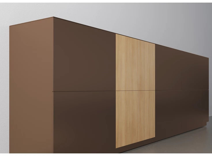 Zijkant Dressoir Capri Riva 810 matte lak dark taupe eik hout Coesel