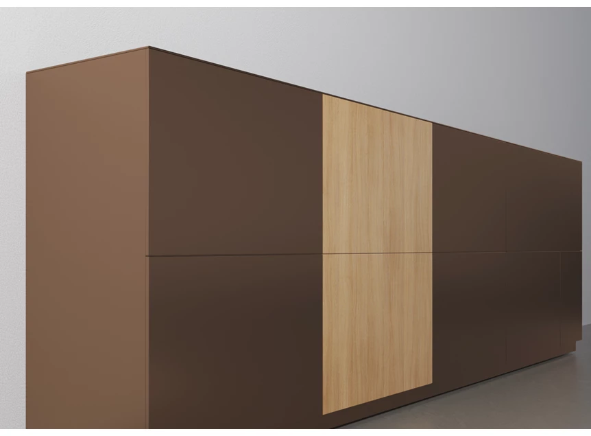 Zijkant Dressoir Capri Riva 810 matte lak dark taupe eik hout Coesel