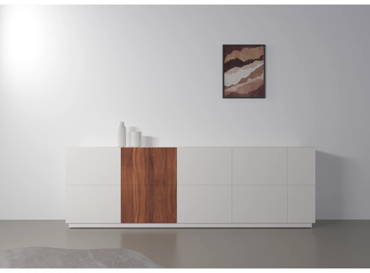 Sfeerfoto Dressoir Capri Riva 810 matte lak wit noten hout Coesel