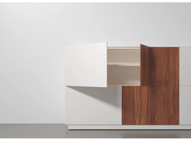 Open Dressoir Capri Riva 810 matte lak wit noten hout Coesel