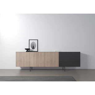 Sfeerfoto Dressoir Capri Riva 740 matte lak zwart eik hout Coesel