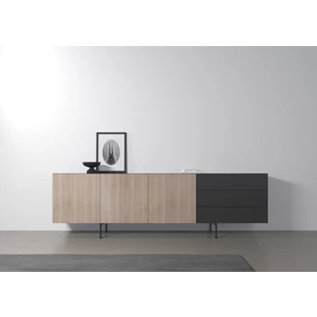 Sfeerfoto Dressoir Capri Riva 740 matte lak zwart eik hout Coesel