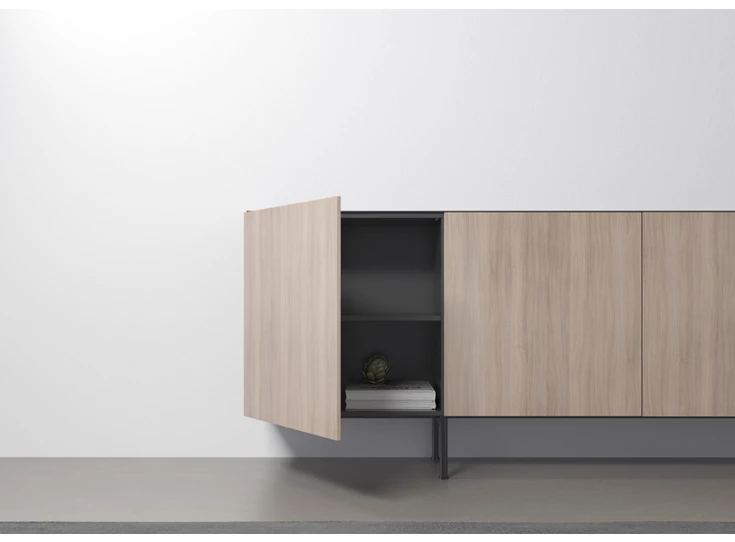 Open Dressoir Capri Riva 740 matte lak zwart eik hout Coesel