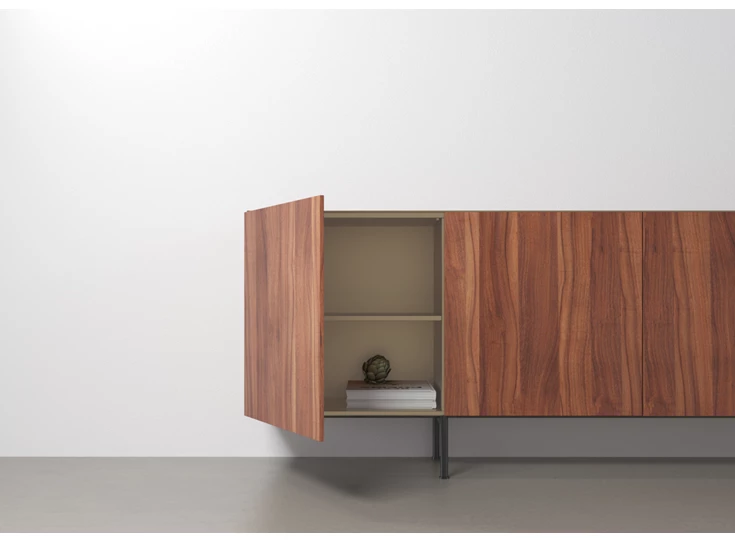 Open Dressoir Capri Riva 740 matte lak olijf noten hout Coesel