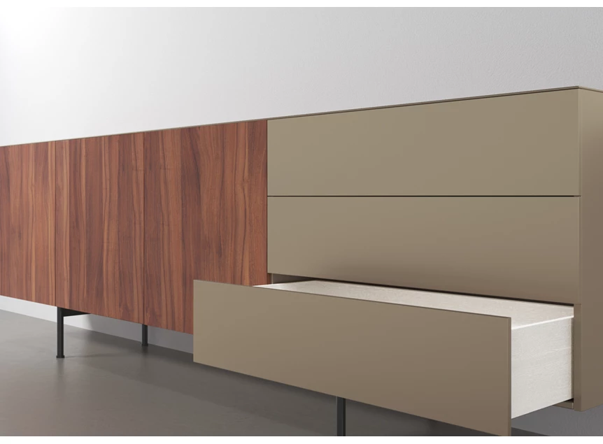 Lade Dressoir Capri Riva 740 matte lak olijf noten hout Coesel