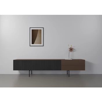 Sfeerfoto Tv-kast Capri Riva 640 matte lak brons eik zwart hout Coesel