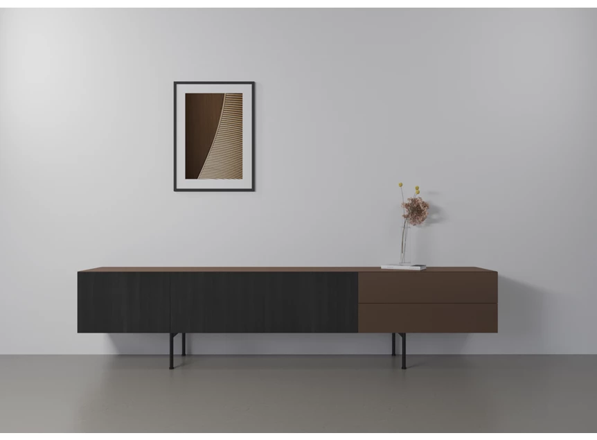 Sfeerfoto Tv-kast Capri Riva 640 matte lak brons eik zwart hout Coesel