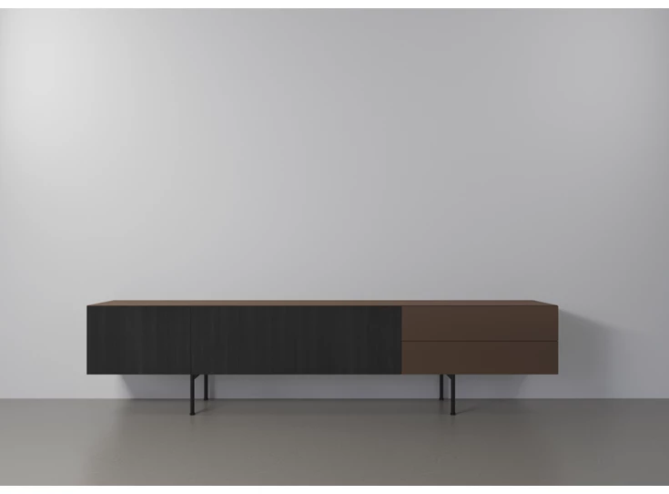 Tv-kast Capri Riva 640 matte lak brons eik zwart hout Coesel