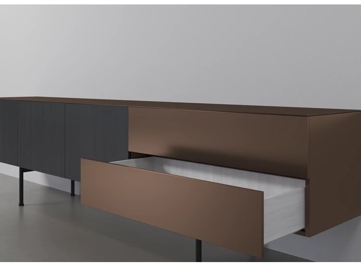 Lades Tv-kast Capri Riva 640 matte lak brons eik zwart hout Coesel