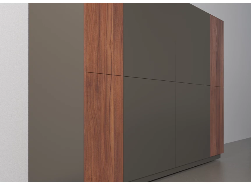 Zijkant Barkast Capri Riva 560 matte lak taupe noten hout Coesel