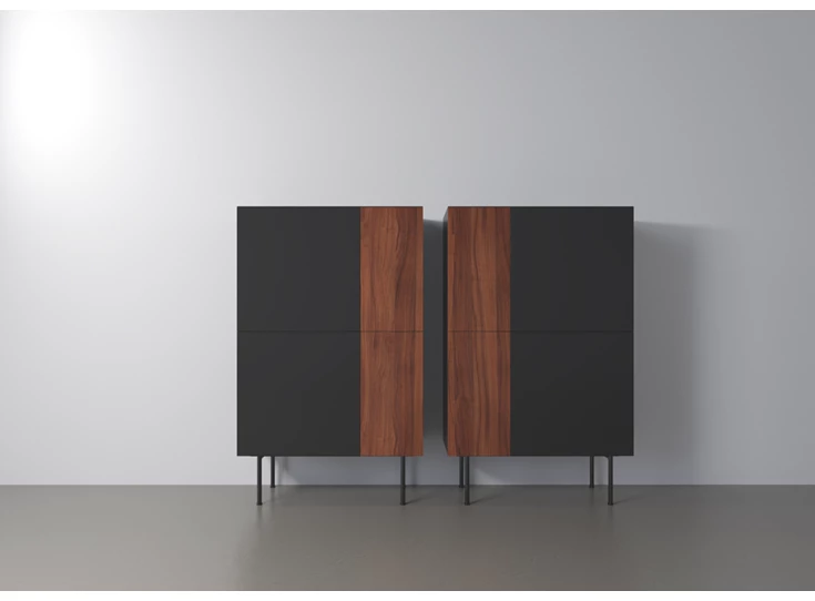 Barkast Capri Riva 280 matte lak zwart noten hout Coesel