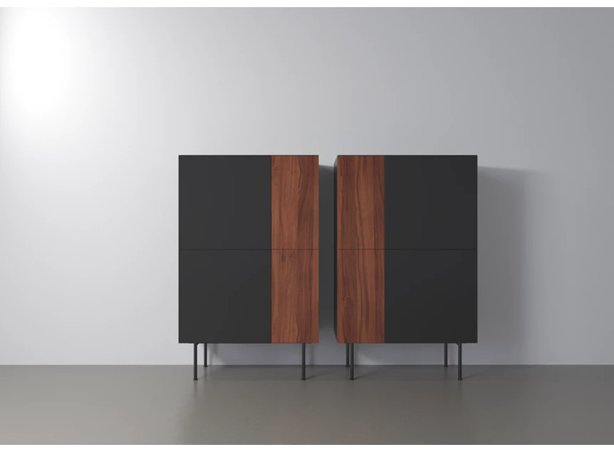 Barkast Capri Riva 280 matte lak zwart noten hout Coesel