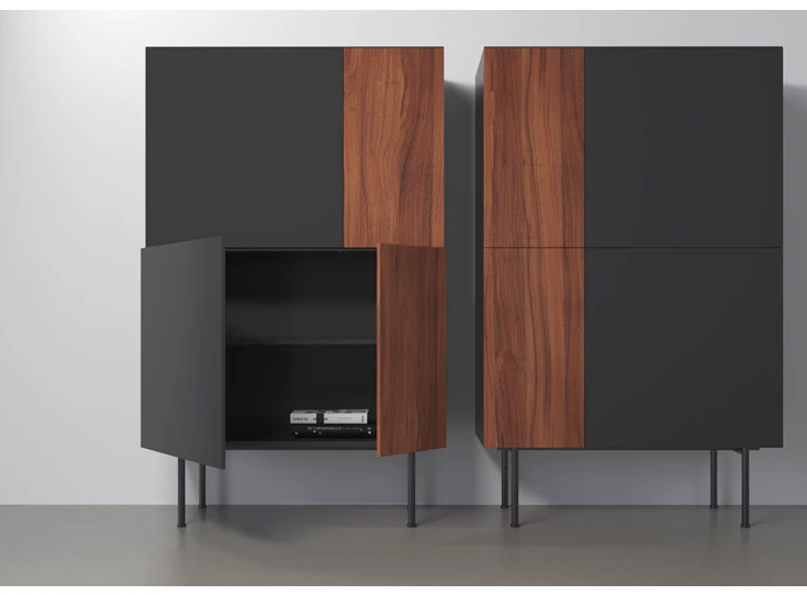 Open Barkast Capri Riva 280 matte lak zwart noten hout Coesel