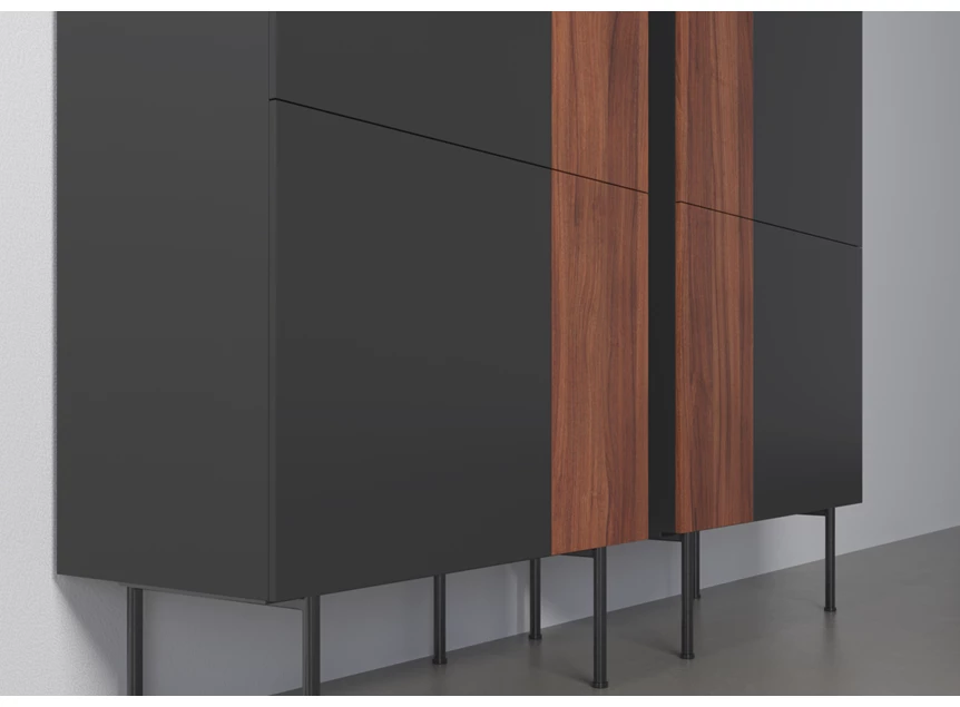 Zijkant Barkast Capri Riva 280 matte lak zwart noten hout Coesel