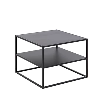 92087 newtown salontafel vierkant zwart metaal 60x60cm actona legplank schuin