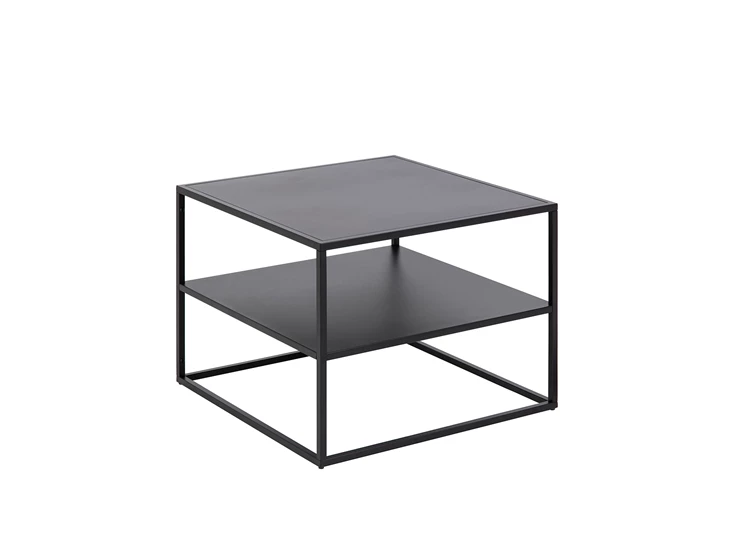 92087 newtown salontafel vierkant zwart metaal 60x60cm actona legplank schuin