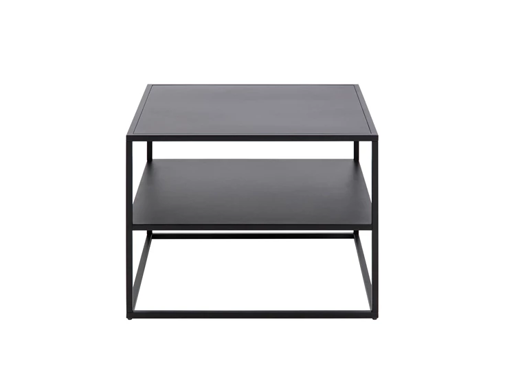 92087 newtown salontafel vierkant zwart metaal 60x60cm actona legplank recht aanzicht
