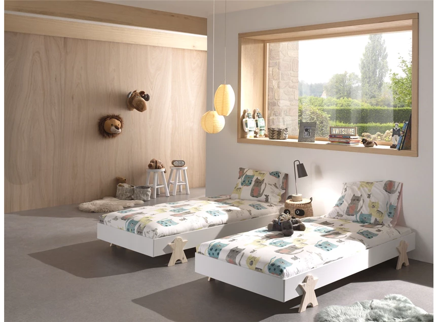 MDBE9214 bed 90x200cm wit stapelbaar mdf vipack kinderbed massief grenen inclusief smiley modula lattenbodem
