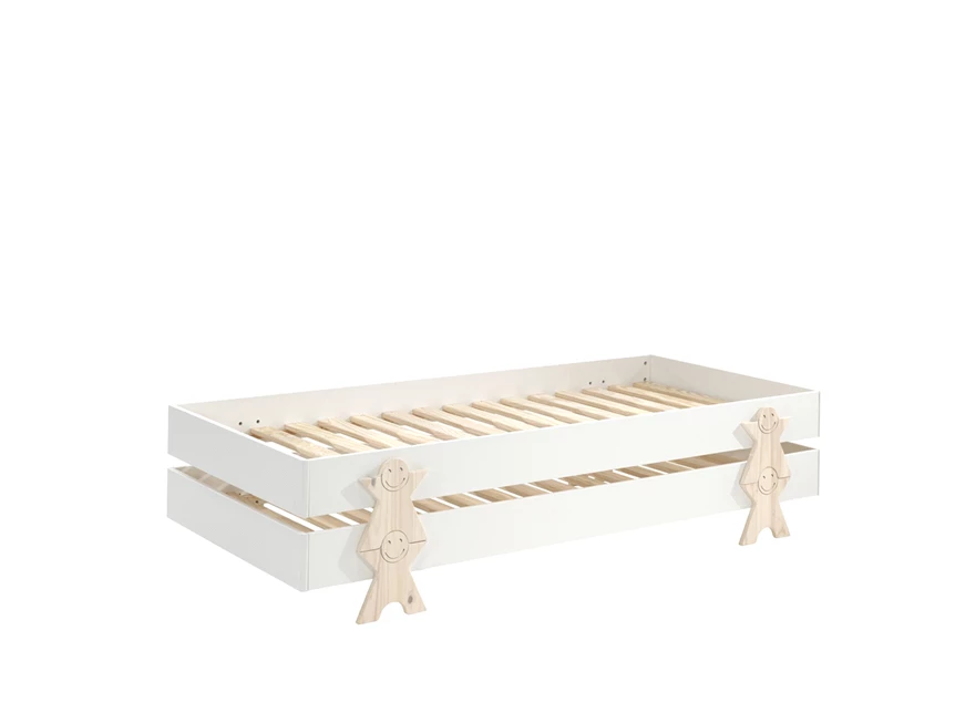 MDBE9214 bed 90x200cm kinderbed massief grenen inclusief smiley modula lattenbodem wit stapelbaar mdf vipack