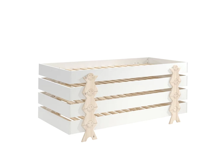 MDBE9214 wit stapelbaar mdf vipack kinderbed massief grenen inclusief bed 90x200cm smiley modula lattenbodem