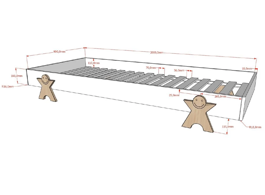 MDBE9214 wit stapelbaar inclusief bed 90x200cm smiley modula lattenbodem mdf vipack kinderbed massief grenen