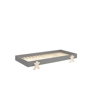 MDBE9215 grijs stapelbaar vipack kinderbed massief grenen inclusief bed 90x200cm smiley modula lattenbodem mdf