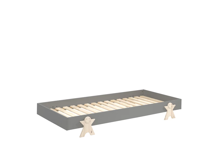 MDBE9215 grijs stapelbaar vipack kinderbed massief grenen inclusief bed 90x200cm smiley modula lattenbodem mdf