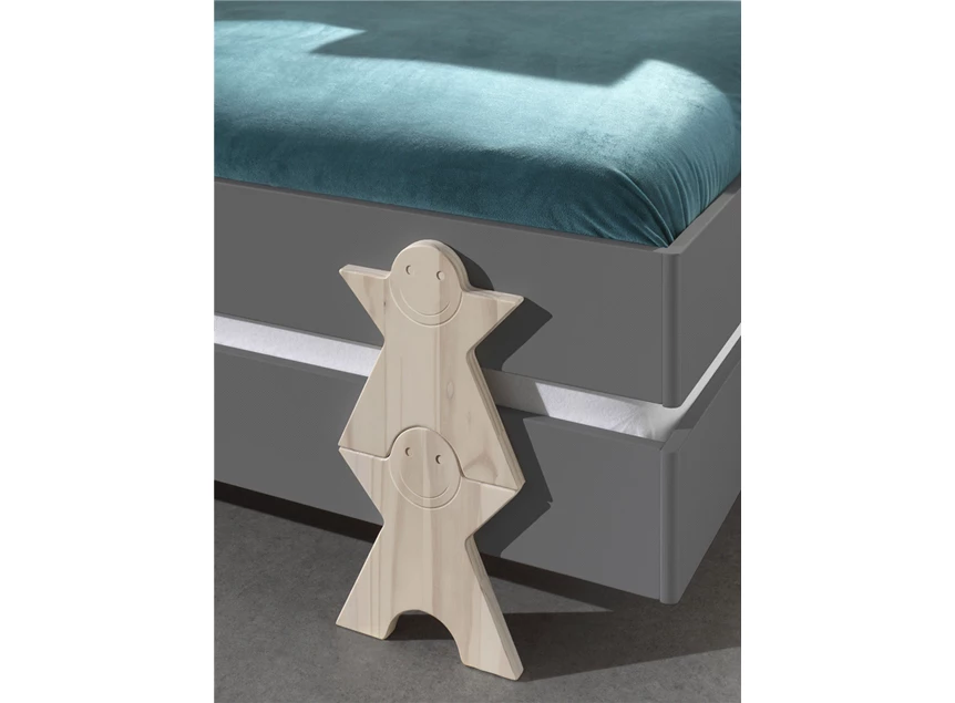 MDBE9215 grijs mdf vipack kinderbed massief grenen inclusief bed 90x200cm stapelbaar smiley modula lattenbodem